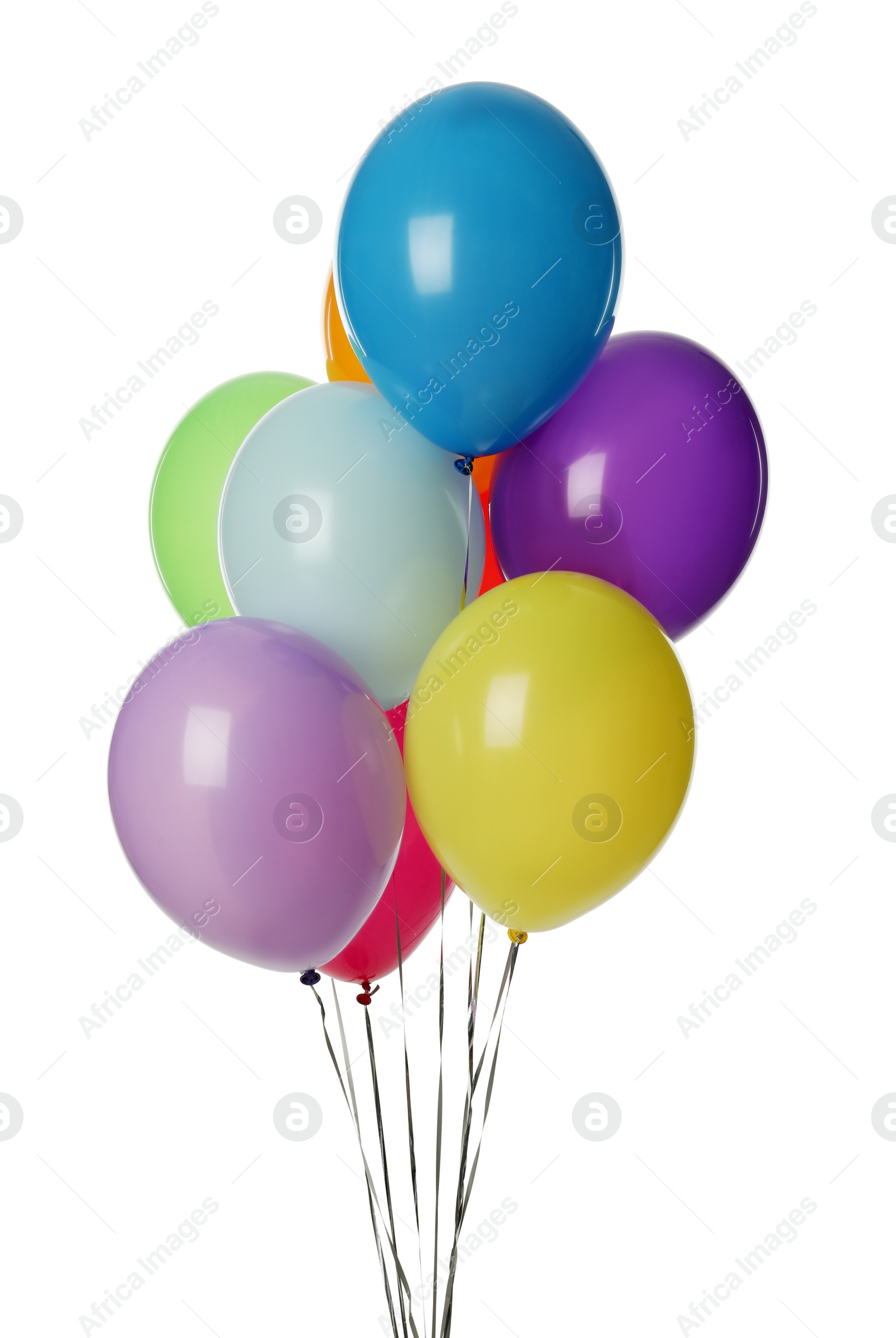 Photo of Bunch of colorful balloons on white background