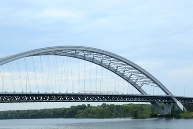 Photo of Beautiful view of modern bridge over river