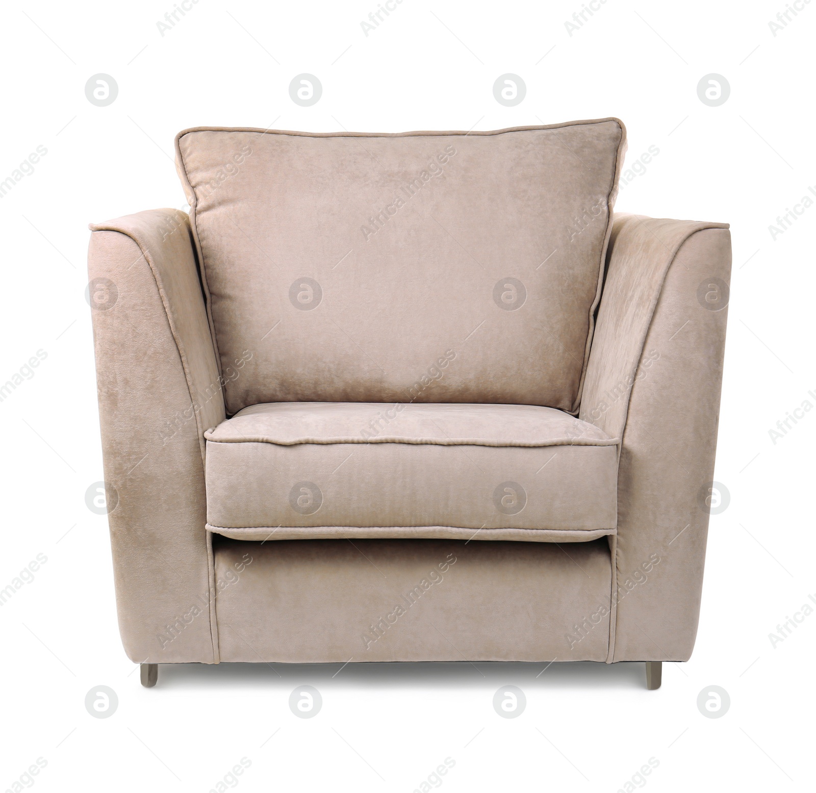 Image of One comfortable pale orange yellow armchair isolated on white