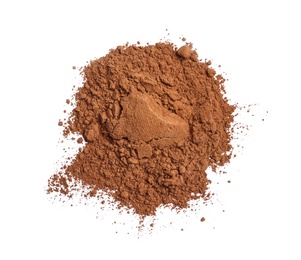 Photo of Cocoa powder on white background