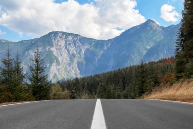 Image of Empty asphalt road in mountains. Picturesque landscape