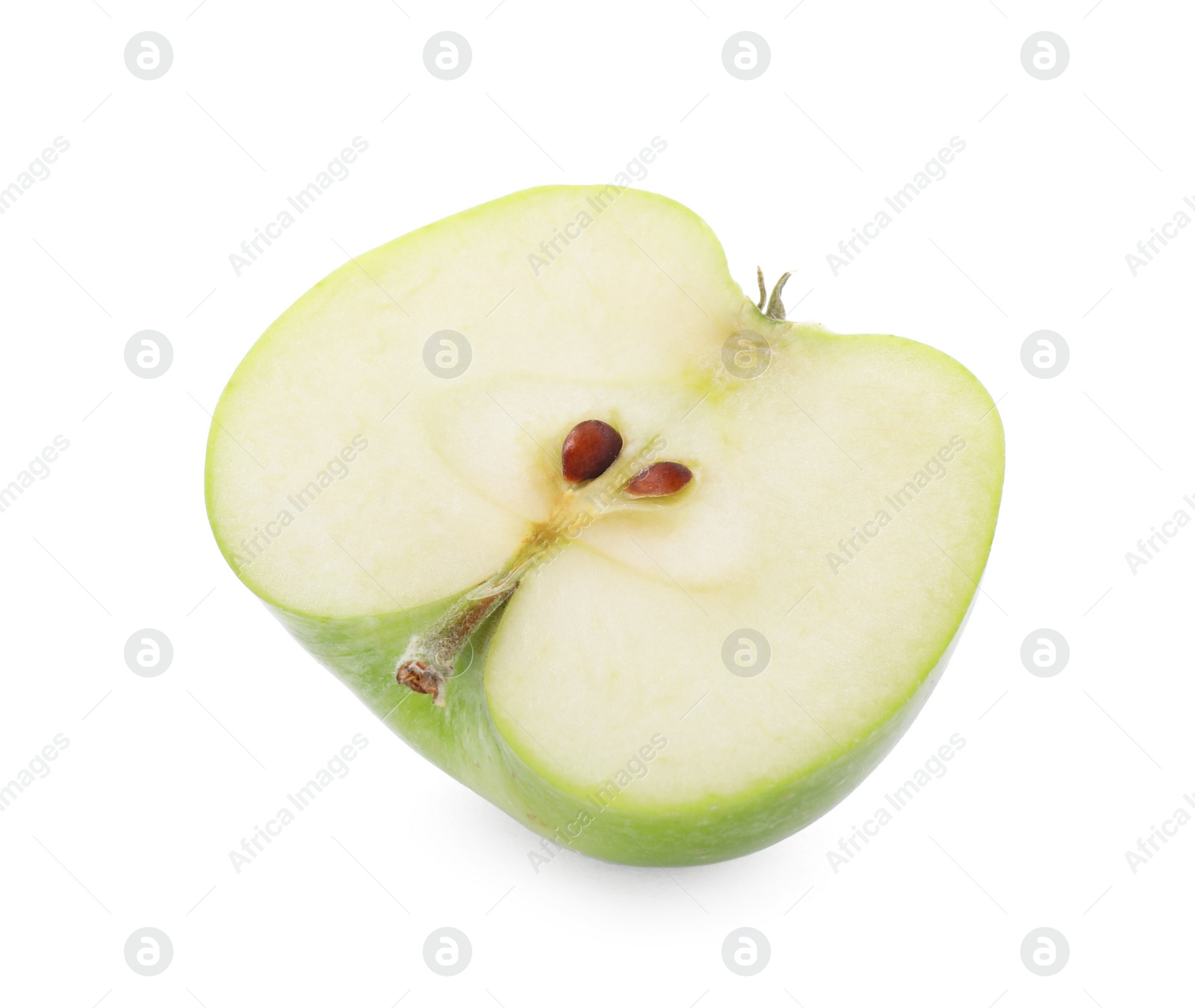 Photo of Half of juicy apple on white background