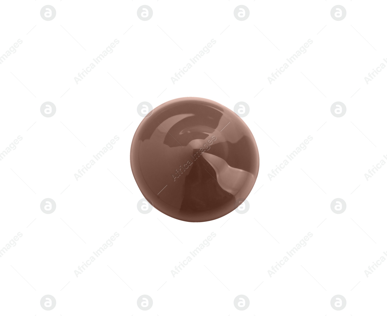 Photo of Sample of brown paint on white background, top view