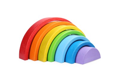 Photo of One colorful rainbow isolated on white. Children's toy