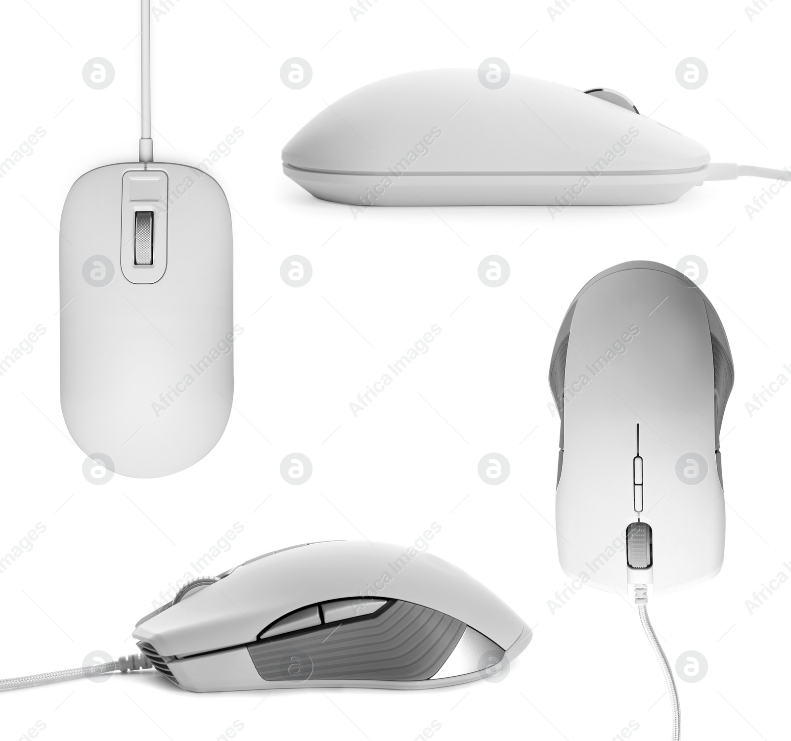 Image of Modern computer mouse collection on white background