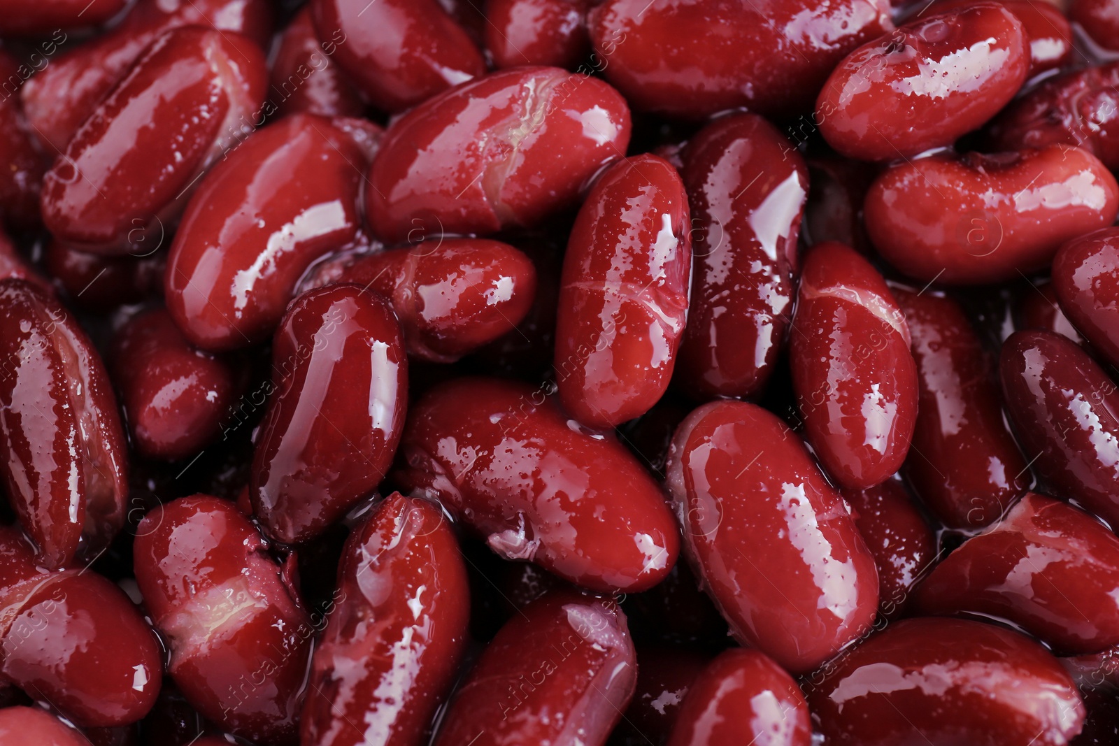 Photo of Canned red kidney beans as background, top view