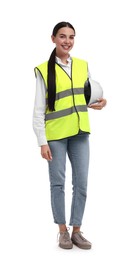 Engineer with hard hat on white background