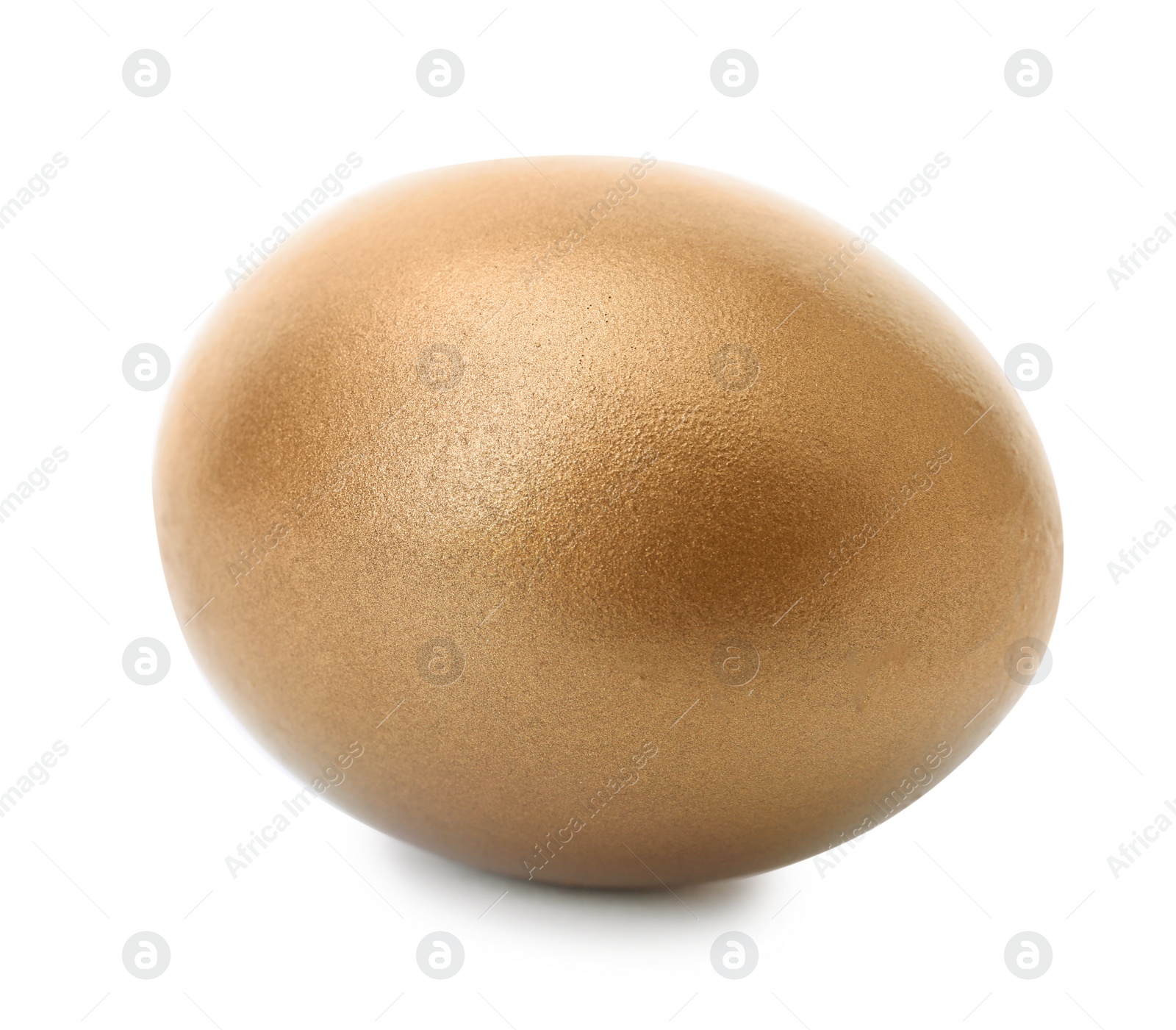 Photo of One shiny golden egg on white background