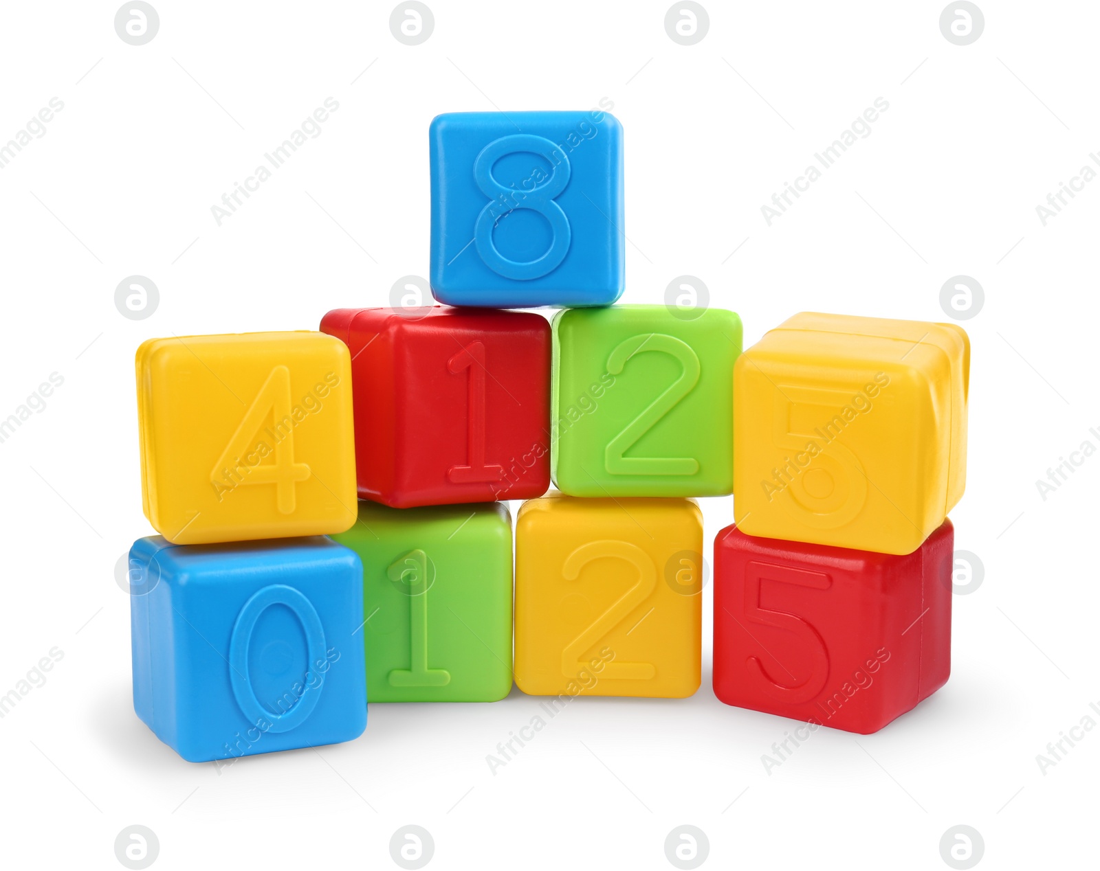 Photo of Many colorful cubes isolated on white. Children's toys