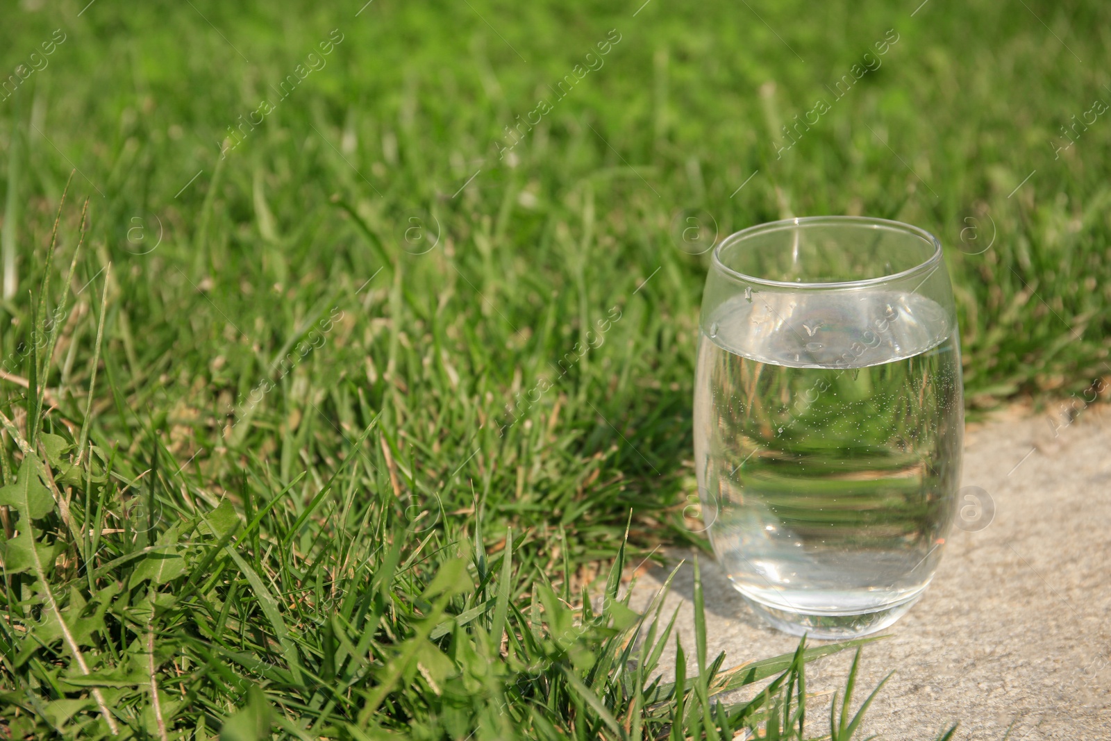 Photo of Pouring fresh water on sunny day, space for text