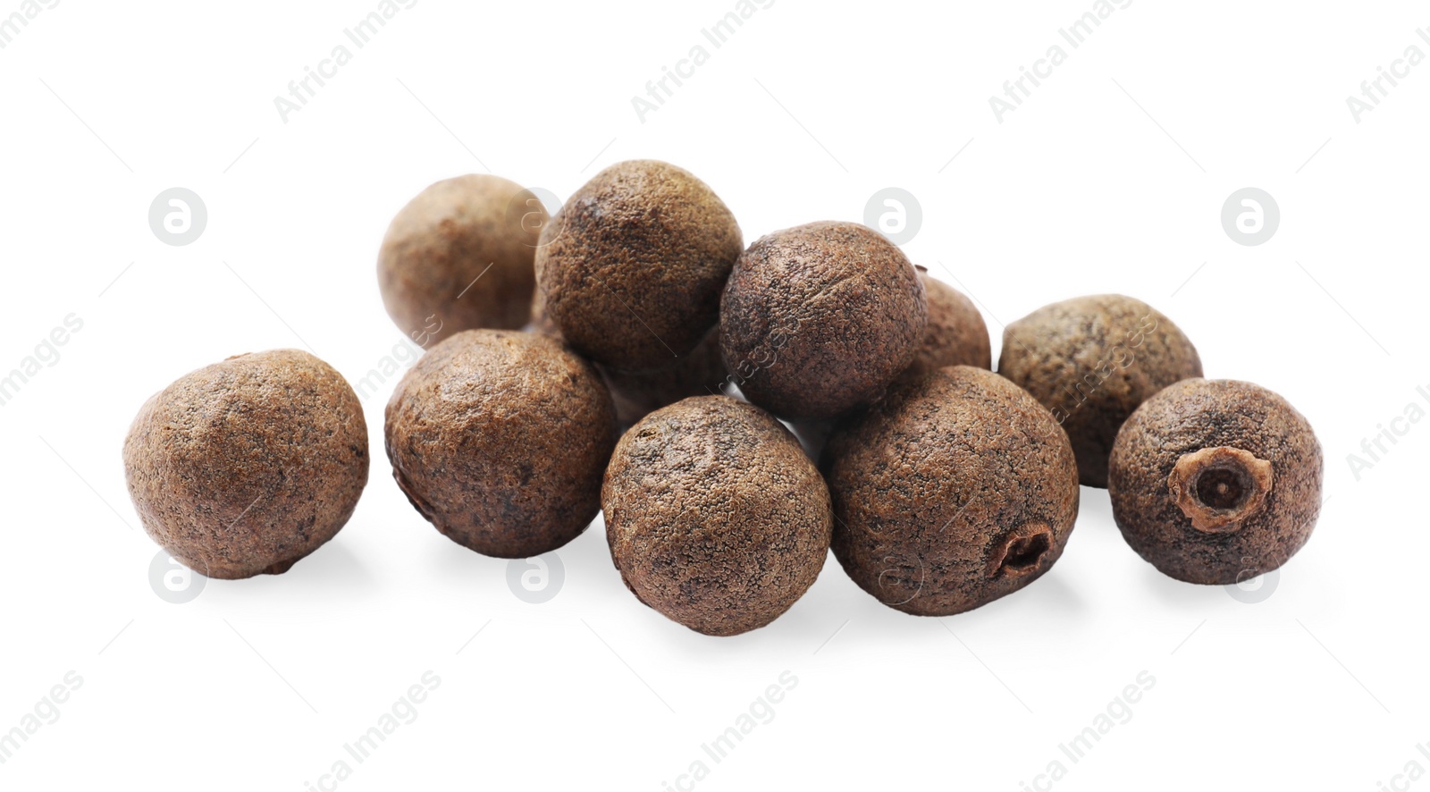 Photo of Dry allspice berries (Jamaica pepper) isolated on white