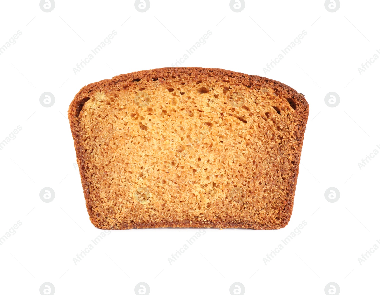 Photo of Piece of fresh gingerbread cake on white background