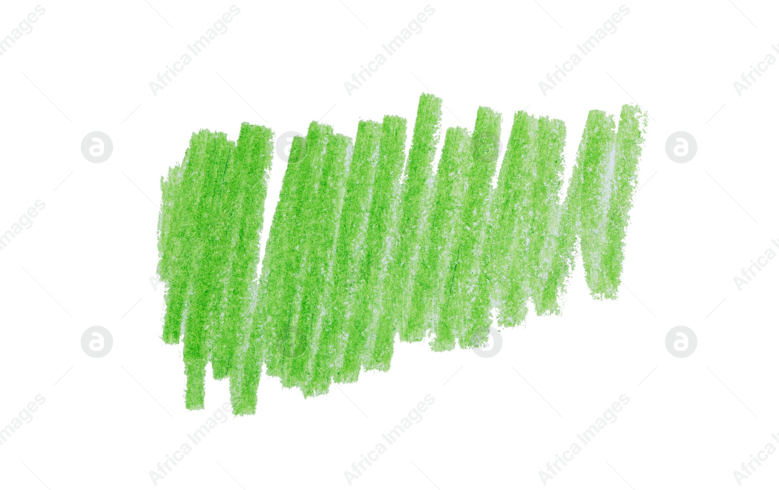 Photo of Green pencil hatching on white background, top view