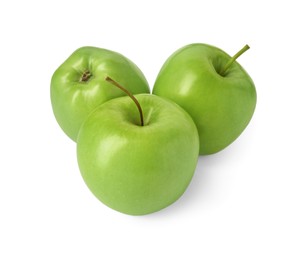 Photo of Fresh ripe green apples isolated on white