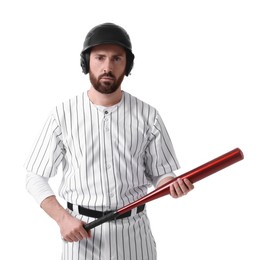 Photo of Baseball player with bat on white background