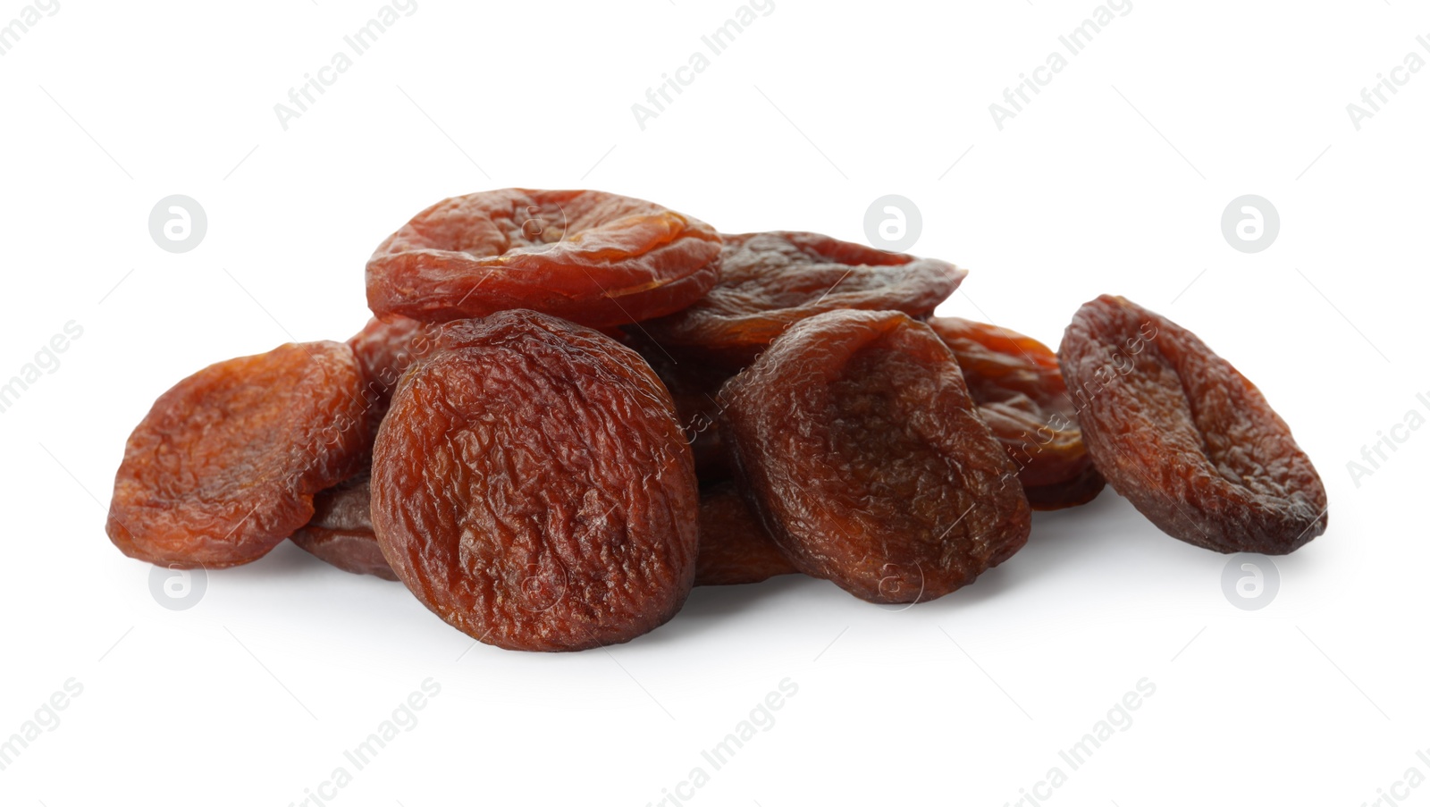 Photo of Tasty dried apricots isolated on white. Healthy snack