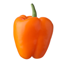 Photo of Raw orange bell pepper isolated on white