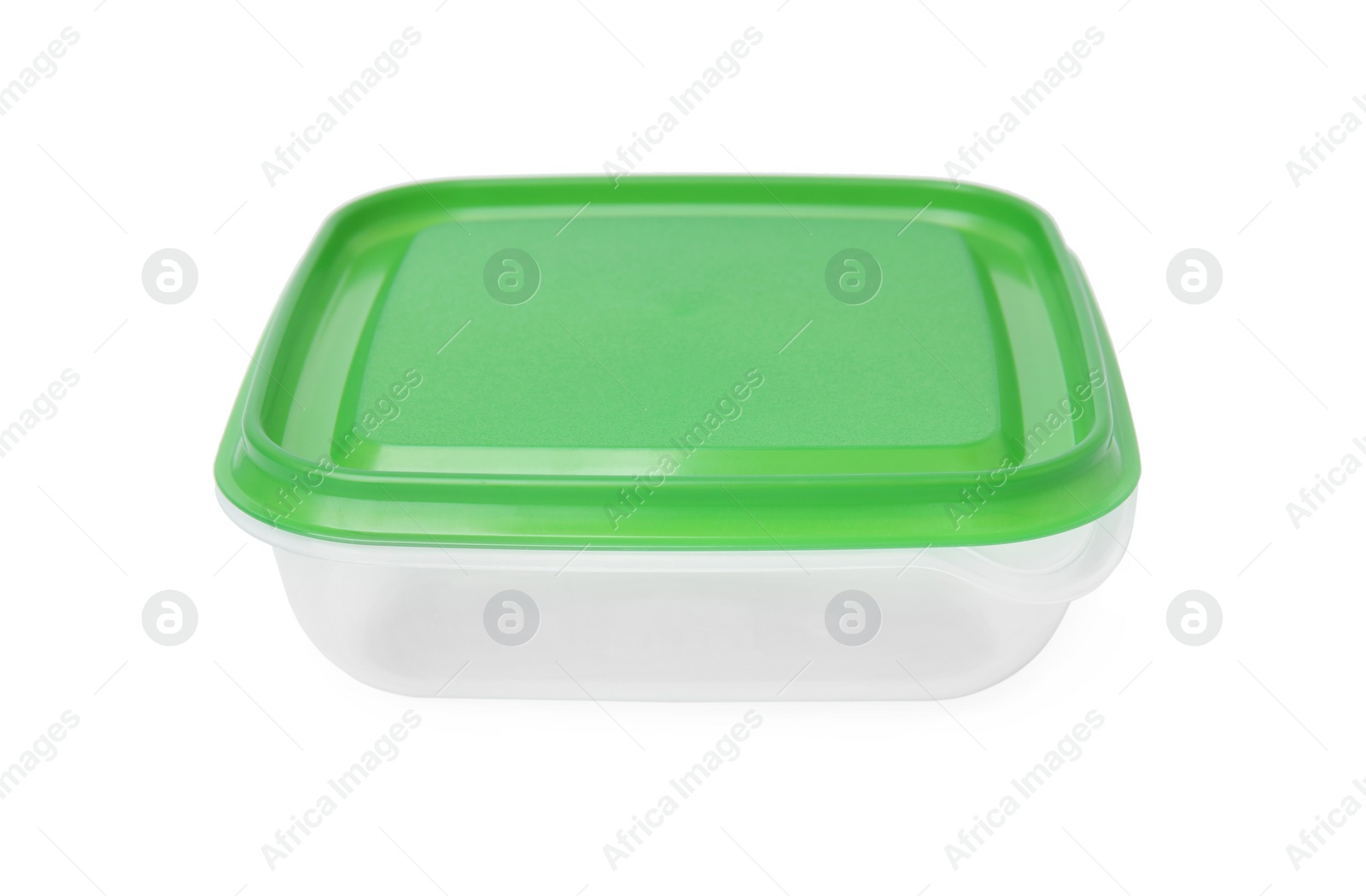 Photo of Empty plastic container on white background. Food storage