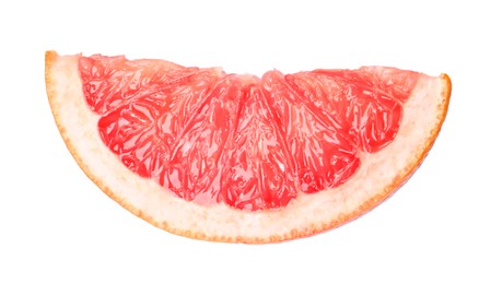 Photo of Citrus fruit. Slice of fresh ripe grapefruit isolated on white