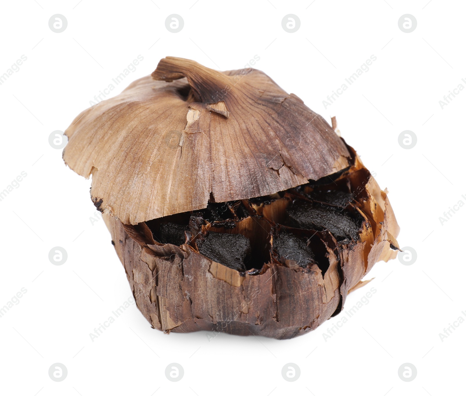 Photo of Organic fermented black garlic isolated on white
