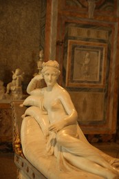 Photo of Rome, Italy - February 3, 2024: Statue of Pauline (born Bonaparte) by Antonio Canova in Borghese Gallery