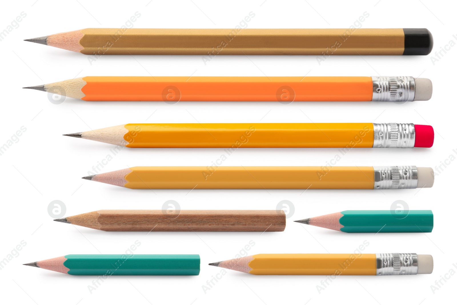 Image of Different graphite pencils isolated on white, set