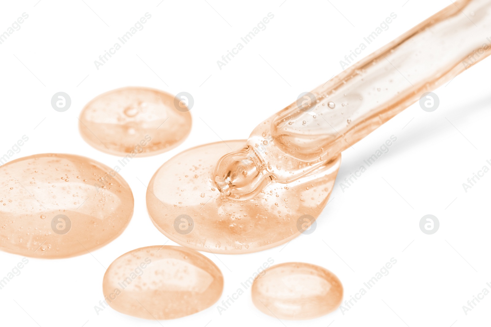 Image of Dropper with serum on white background. Skin care product