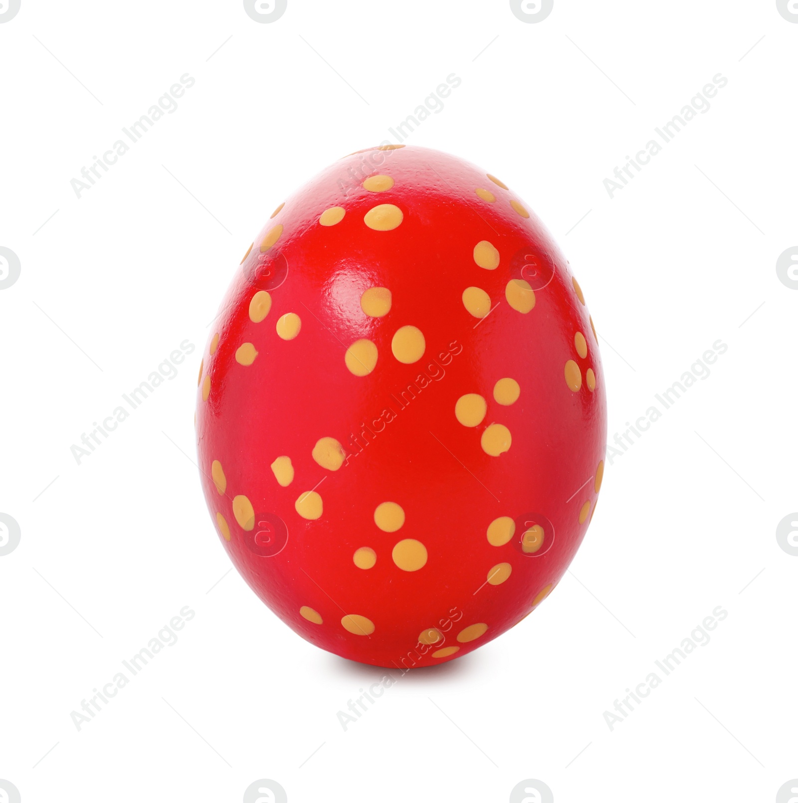 Photo of Decorated Easter egg on white background. Festive tradition