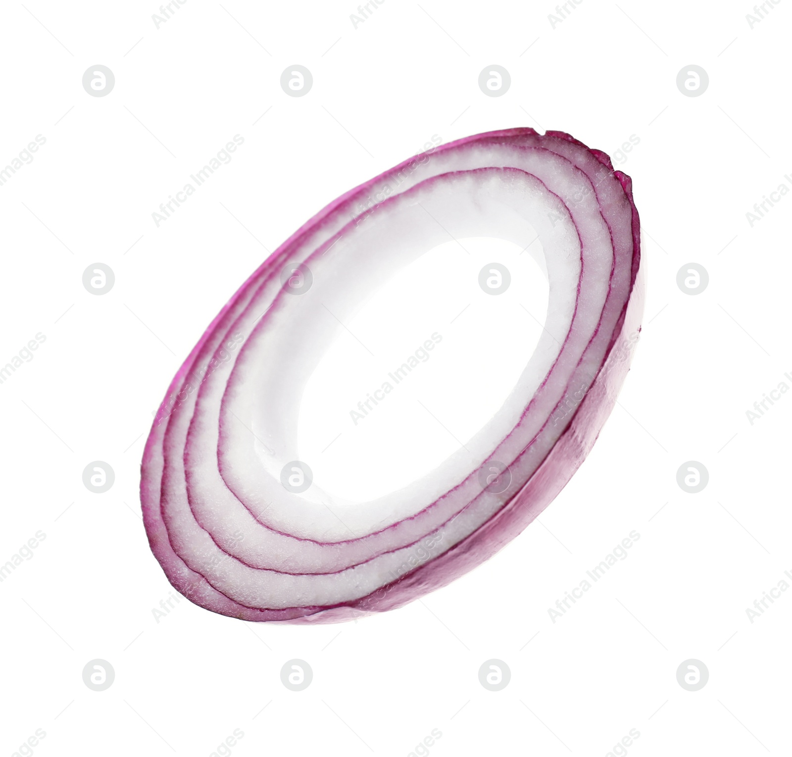 Photo of Cut red onion isolated on white. Ingredient for sandwich