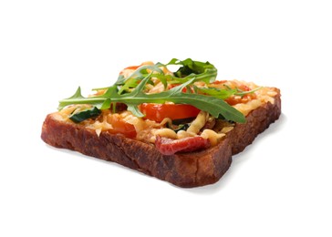 Photo of One tasty pizza toast isolated on white