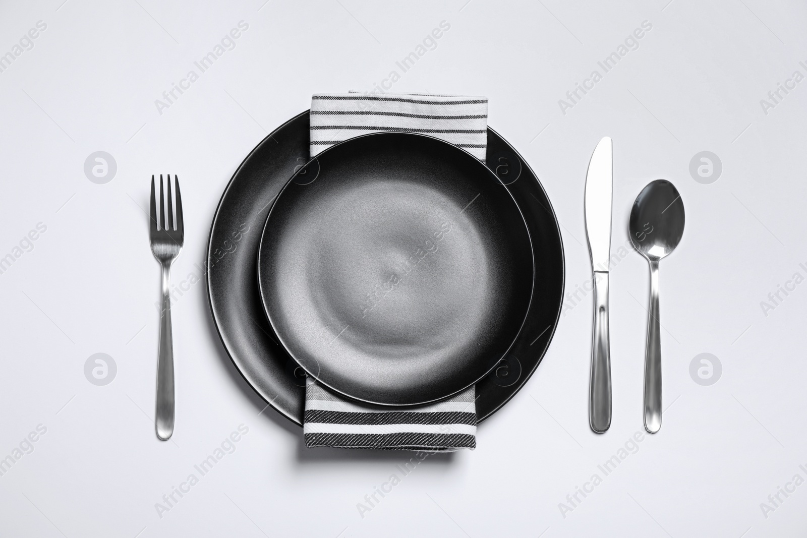 Photo of Stylish table setting on white background, top view