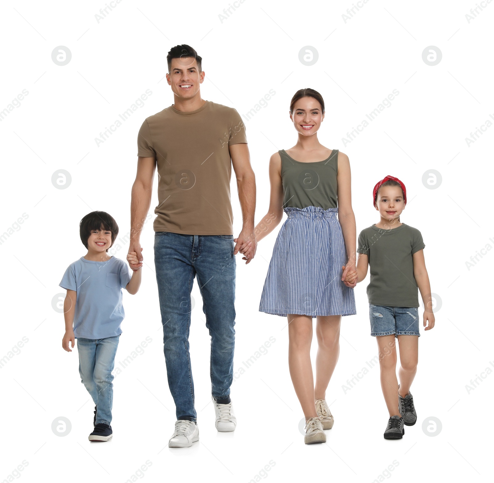 Photo of Children with their parents on white background