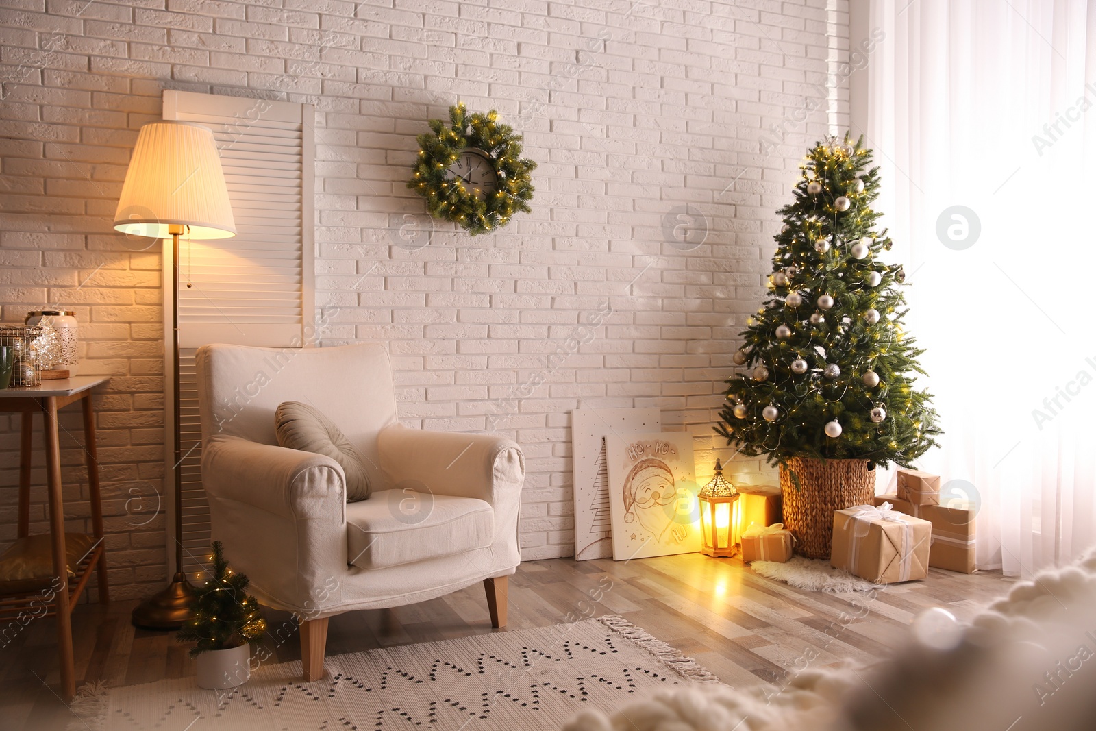 Photo of Beautiful living room interior decorated for Christmas