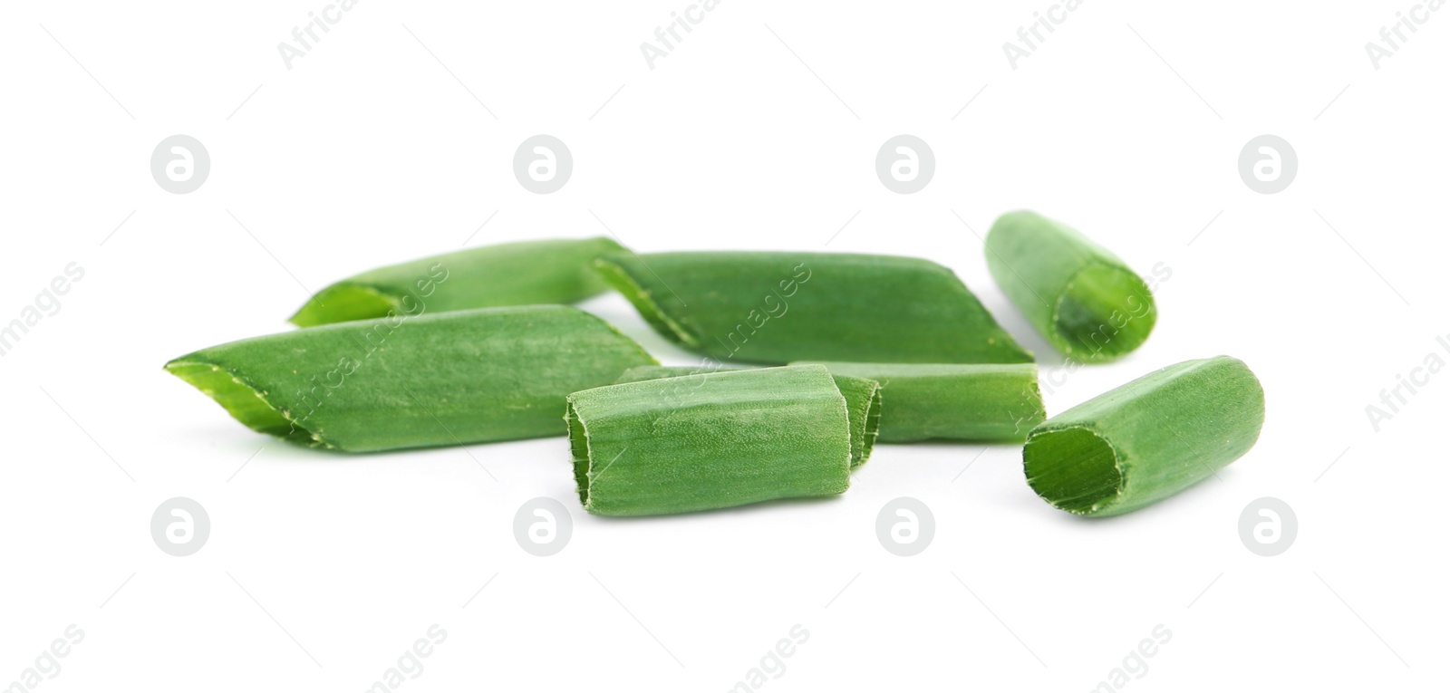 Photo of Cut green spring onion isolated on white