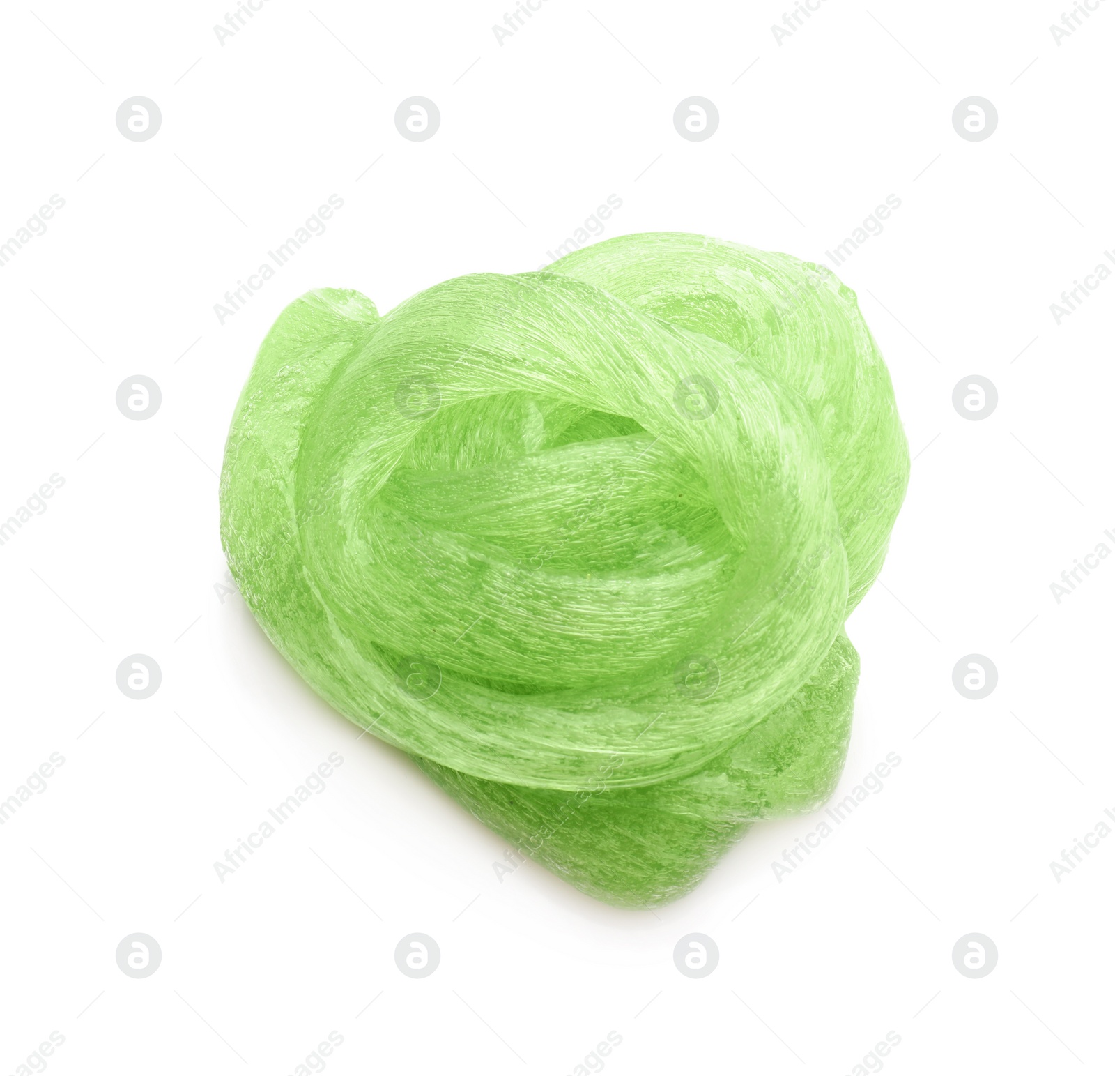 Photo of Green slime isolated on white. Antistress toy