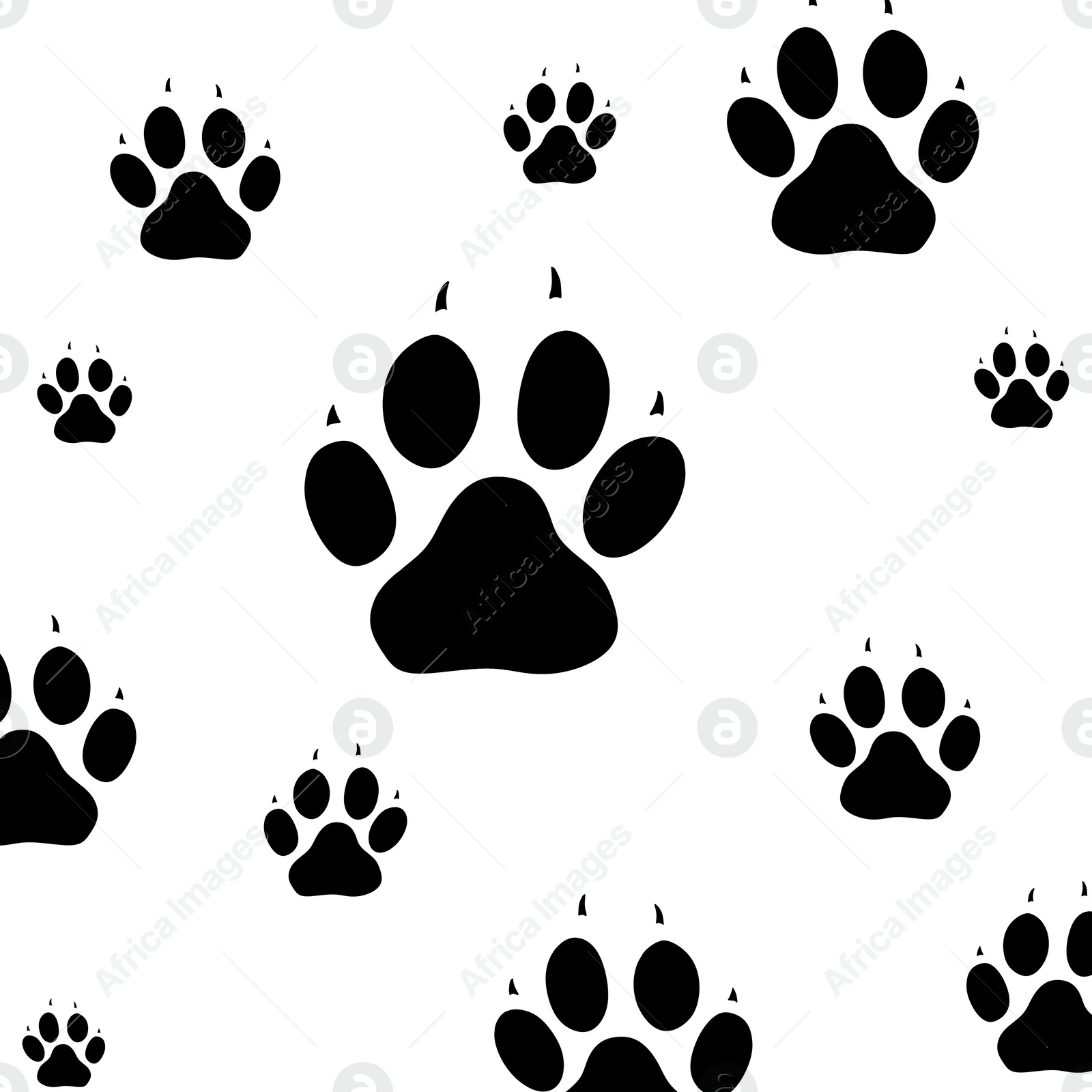 Image of Dog paw prints on white background, pattern