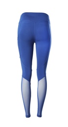 Blue women's leggins isolated on white. Sports clothing