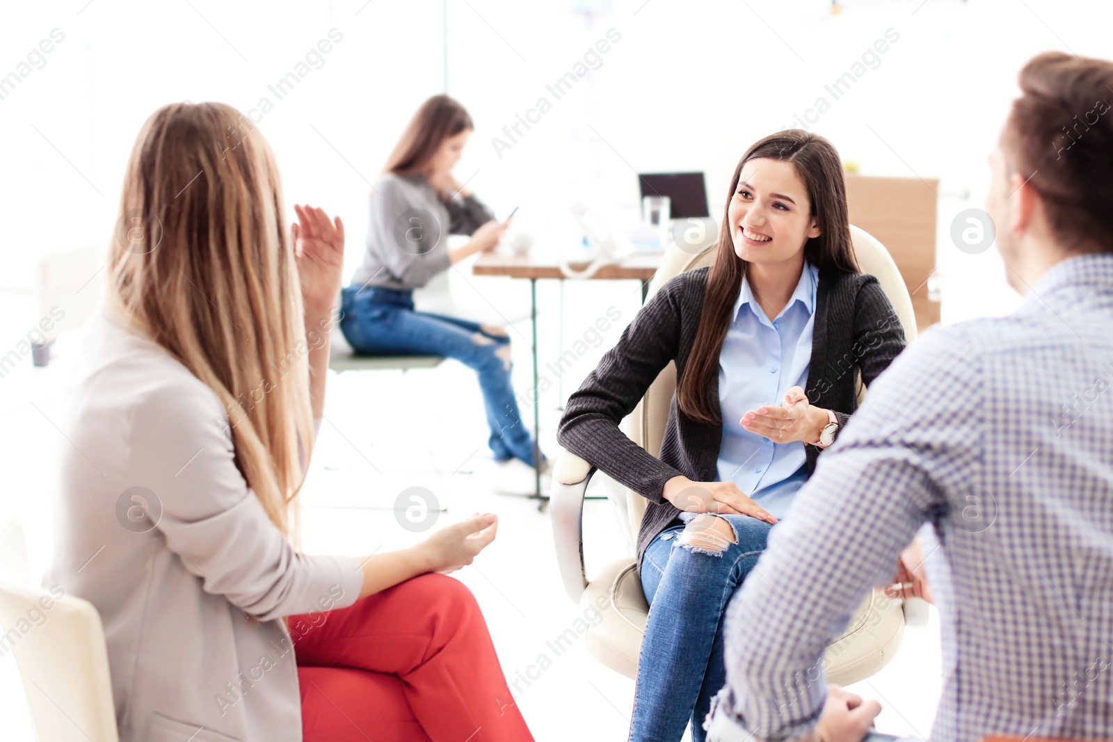 Photo of Human resources commission conducting job interview with applicant in office