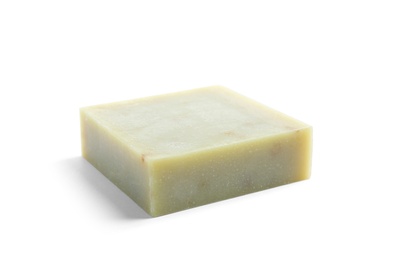 Hand made soap bar on white background