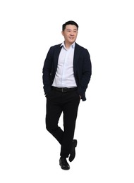 Photo of Businessman in suit posing on white background