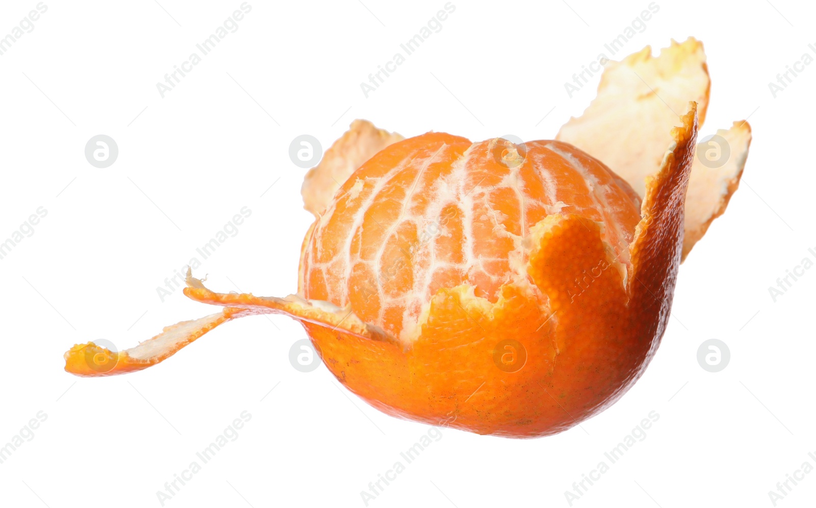 Photo of One fresh ripe tangerine isolated on white