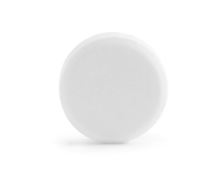 Photo of One round pill on white background. Medicinal treatment