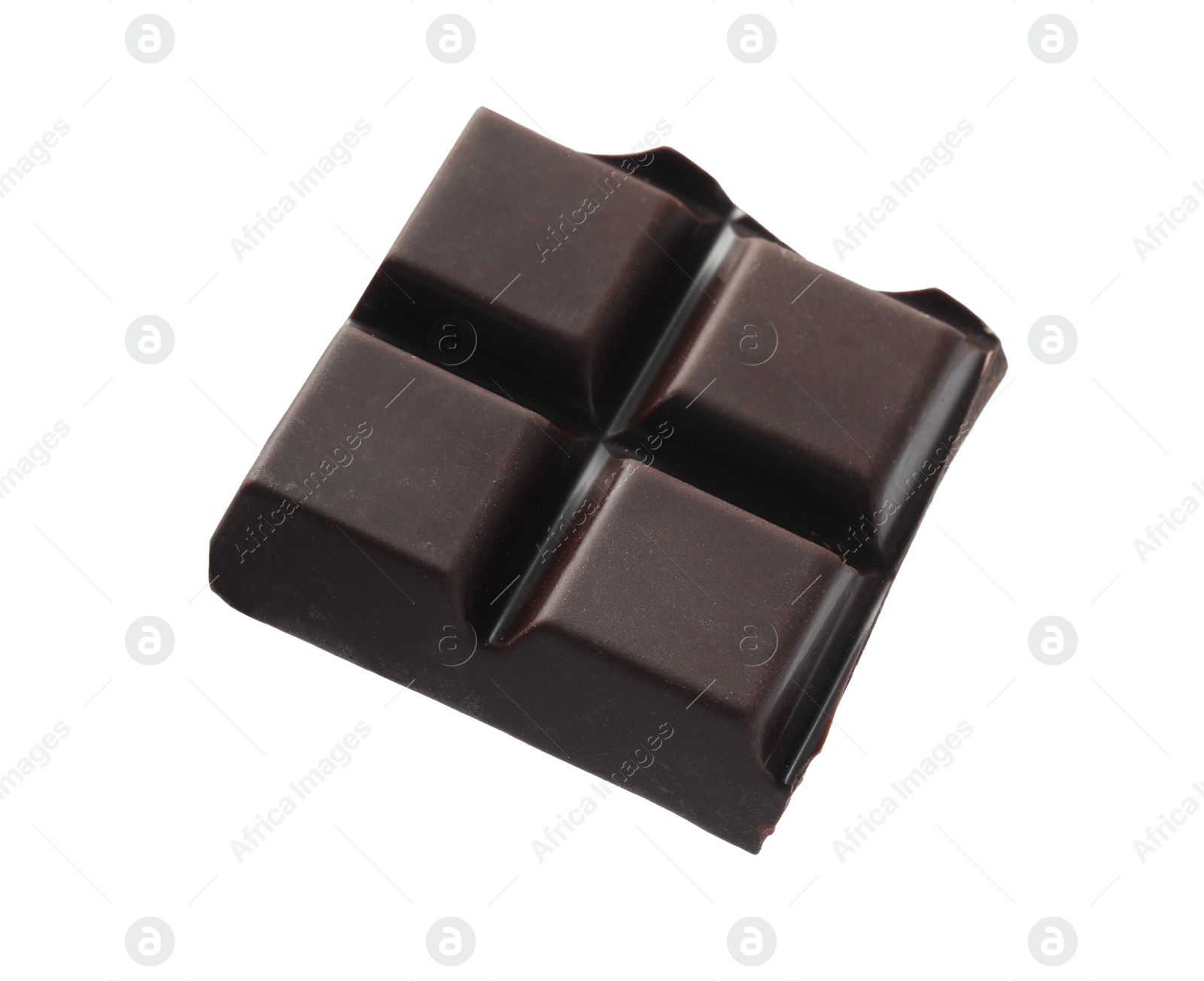 Photo of Piece of delicious dark chocolate isolated on white