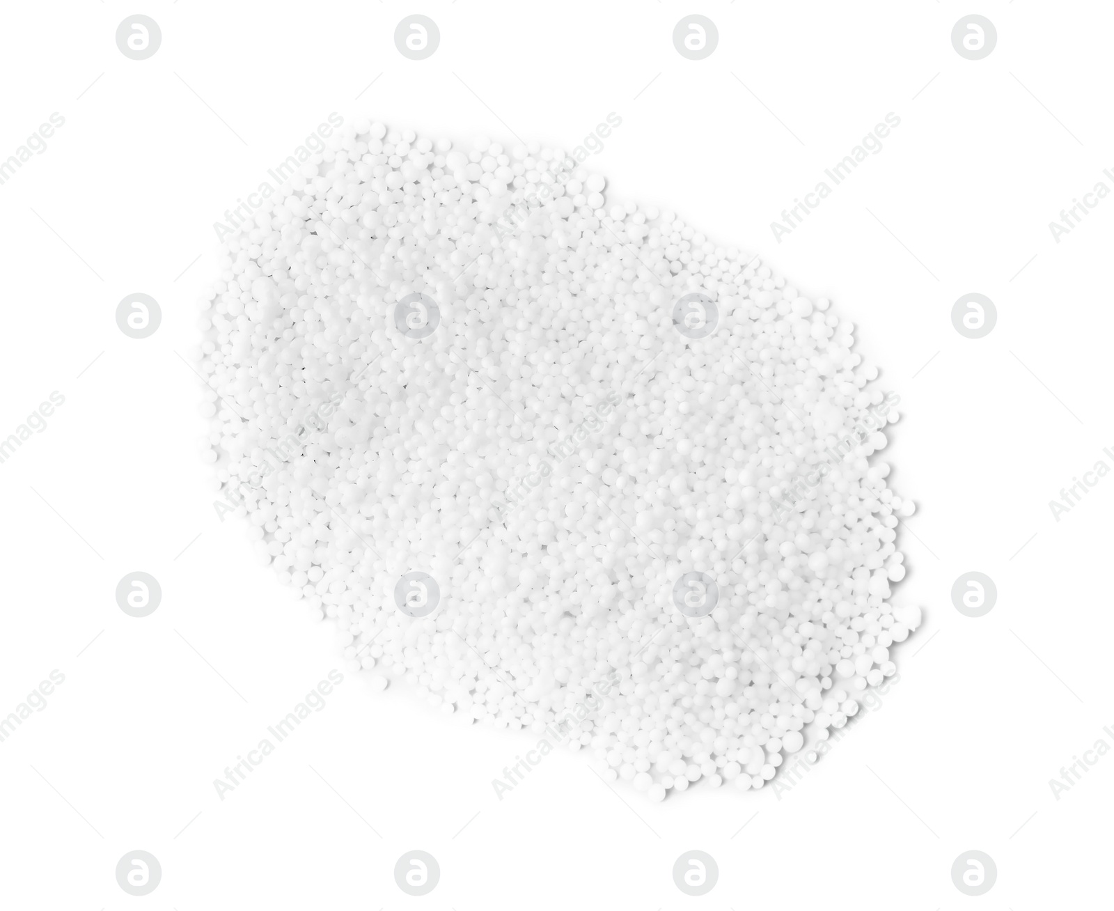 Photo of Pellets of ammonium nitrate on light grey background, flat lay. Mineral fertilizer