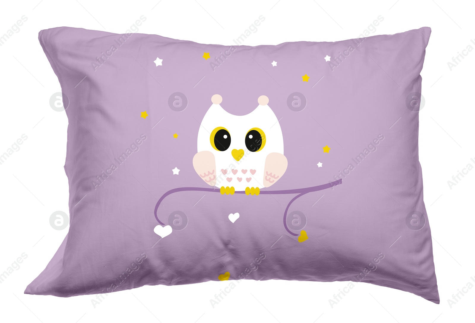 Image of Soft pillow with cute print isolated on white