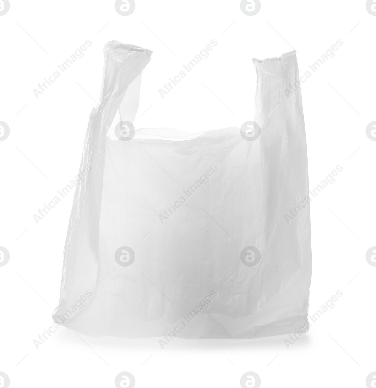 Photo of Clear disposable plastic bag on white background