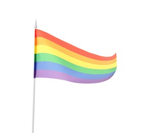 Photo of Bright rainbow LGBT flag isolated on white