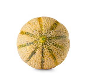 Whole tasty ripe melon on white background