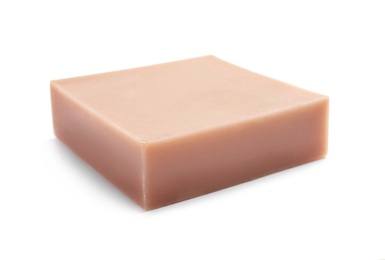 Hand made soap bar on white background