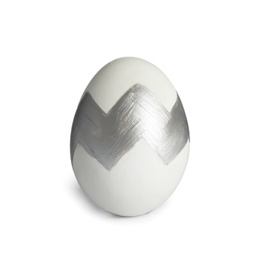 Photo of Painted Easter egg on white background. Stylish design